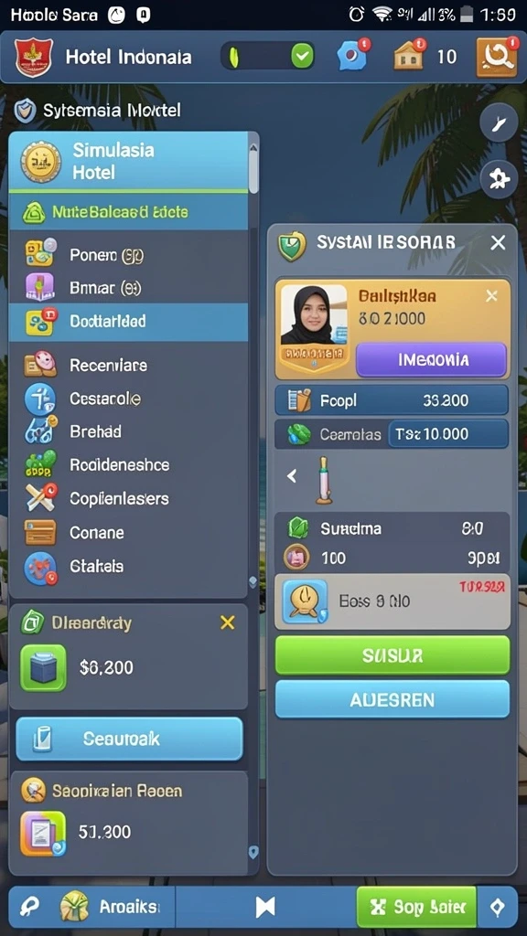 Menu permainan yang beragam dan mudah dinavigasi.