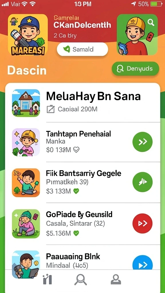 Tampilan awal yang menarik dan interaktif.