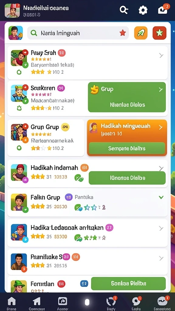 Karakter unik yang dapat kamu pilih dan tingkatkan.